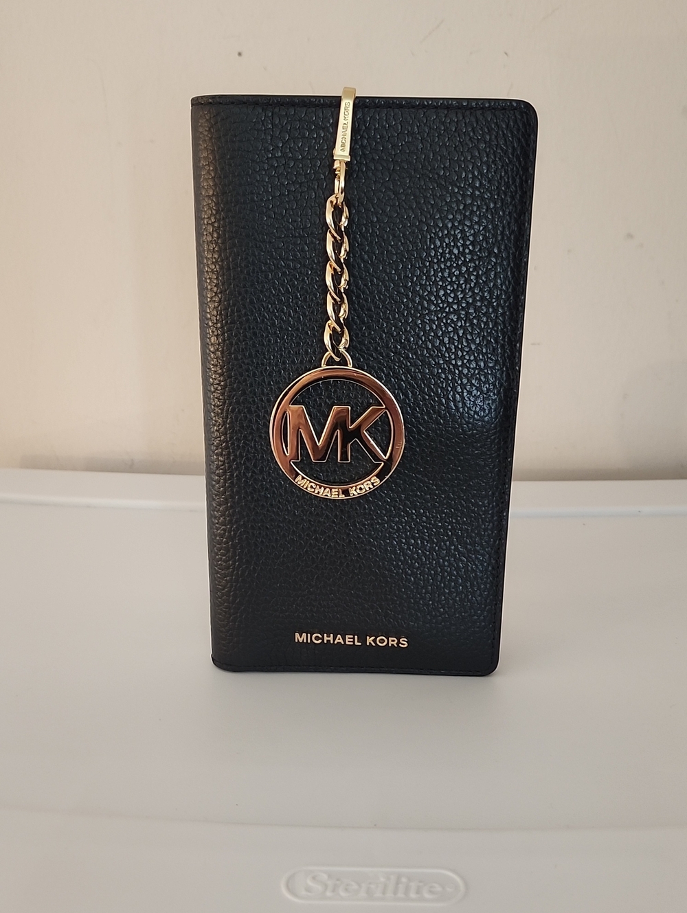 Michael Kors Large Bifold Passport Wallet w/Free MK Bag Charm